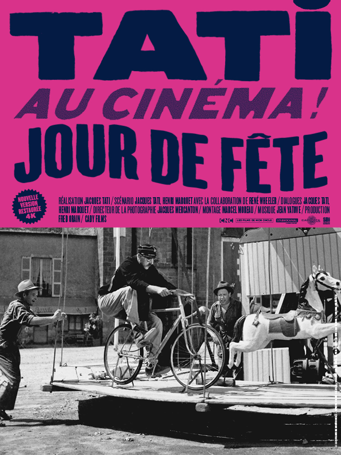Affiche du cycle integral avec le film JOUR DE FETE de Jacques TATI au Champo