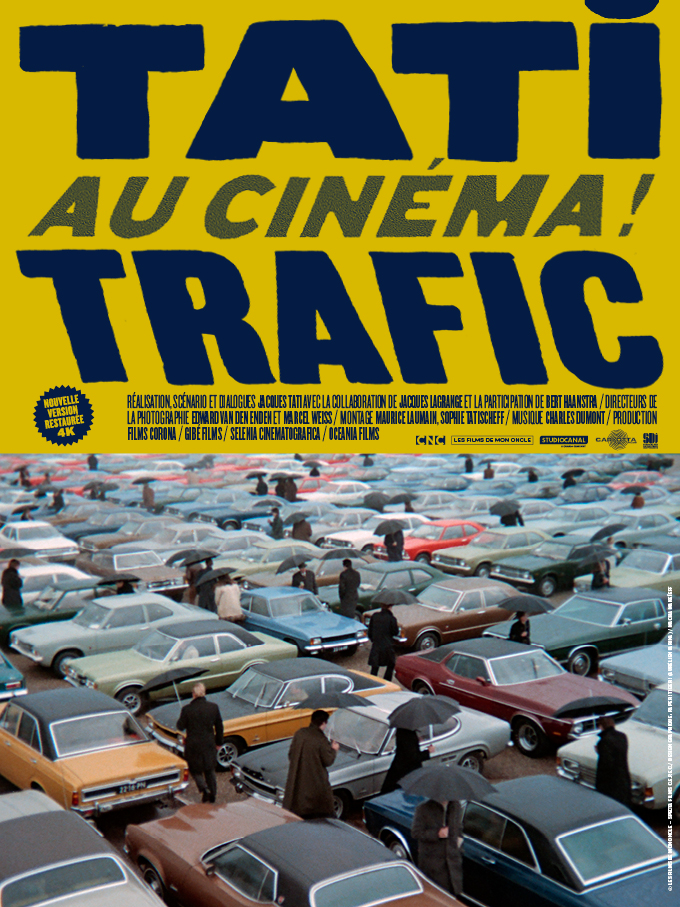 Affiche du cycle integral avec le film TRAFFIC de Jacques Tati au Champo