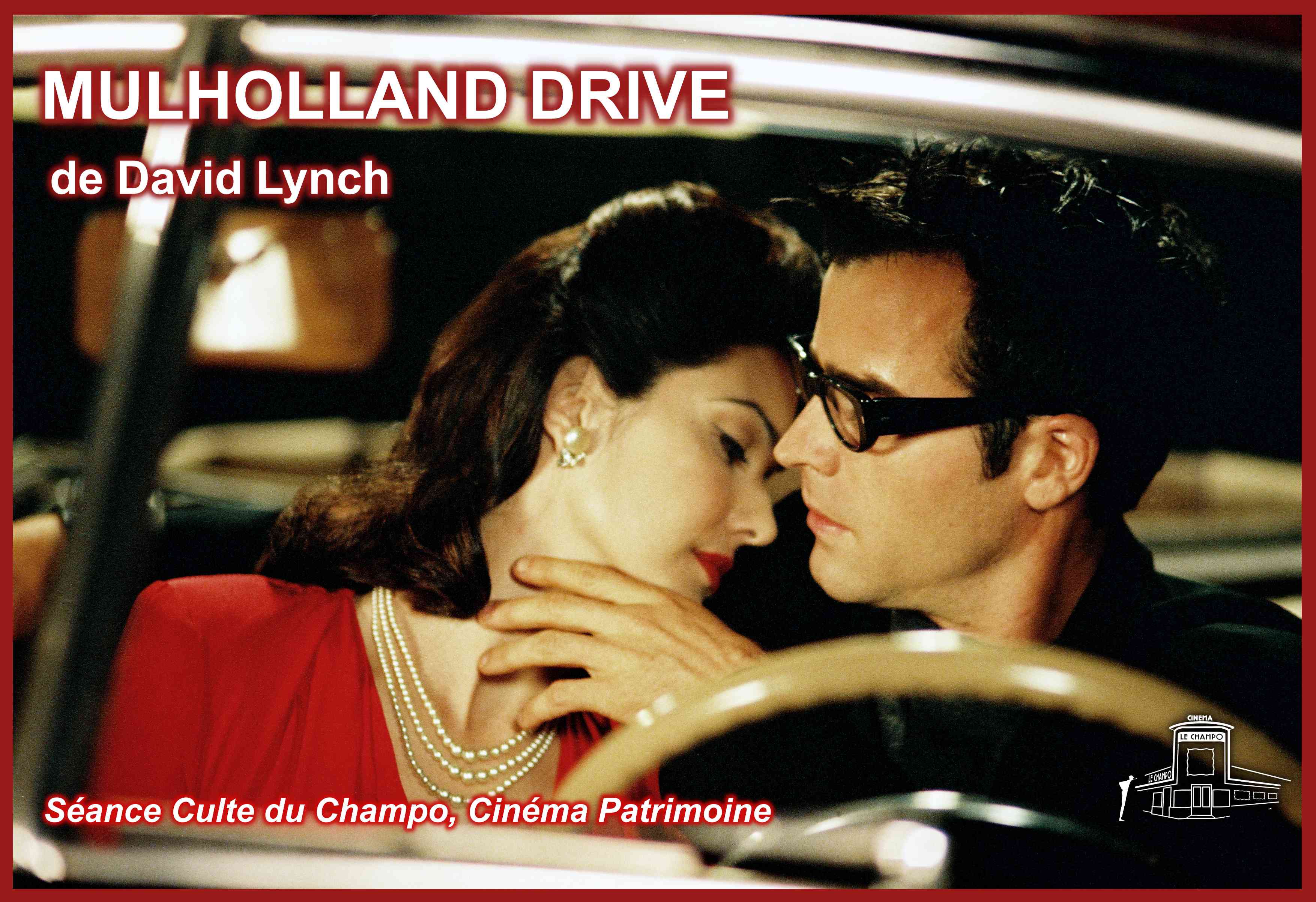 Affiche de Mulholland Drive de David Lynch, film séance culte projeté au Champo dans le cadre des Séances Cultes du cinéma patrimoine.